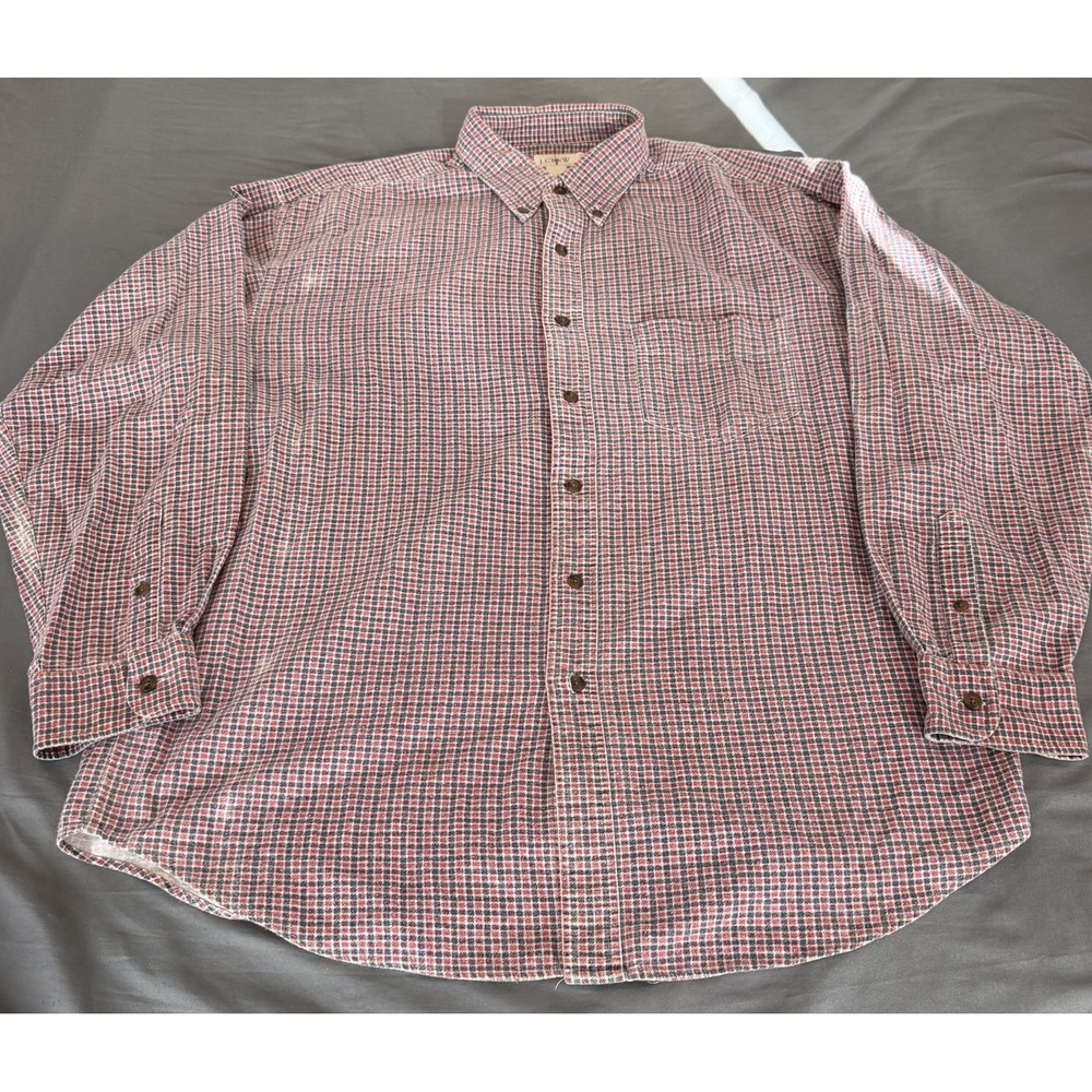 Vintage J CREW Oarsman Shirt Mens XL Long Sleeve Preppy Micro Houndstooth Oxford